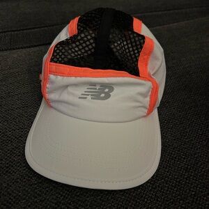 New Balance White and Neon Orange Mesh Cap